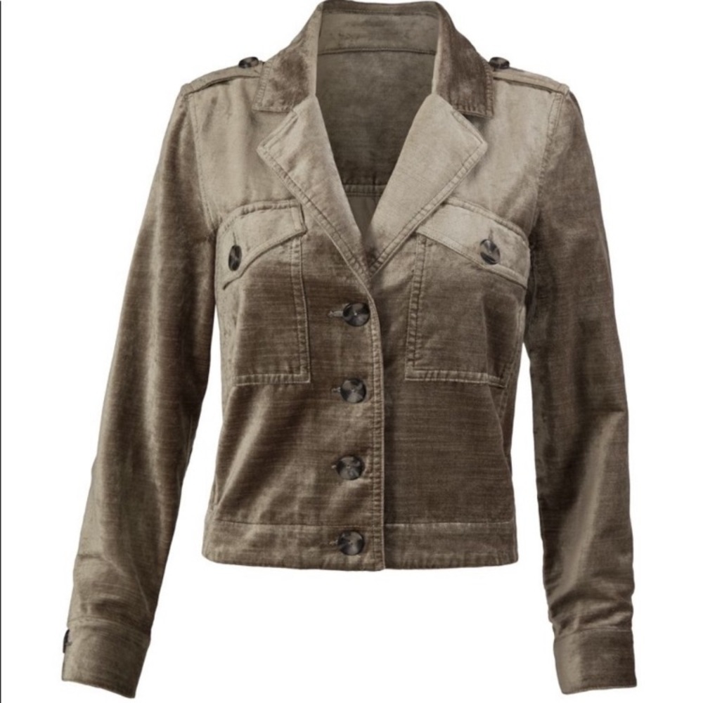 CAbi Sunday Topper Velvet Jacket Silvery Taupe Boxy Fit Women's Sz Medium #3377